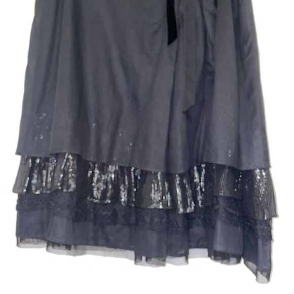 Free People Black & Silver Tiered Ruffle Hem Skirt - Picture 3 of 6